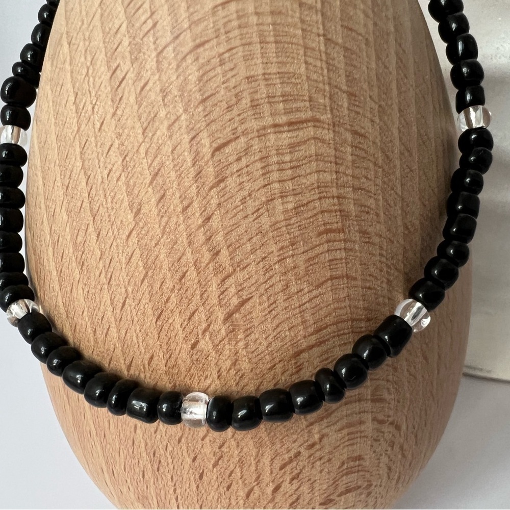 Stretch Beaded Anklet Black Size Small 8.25” - Picture 2 of 12